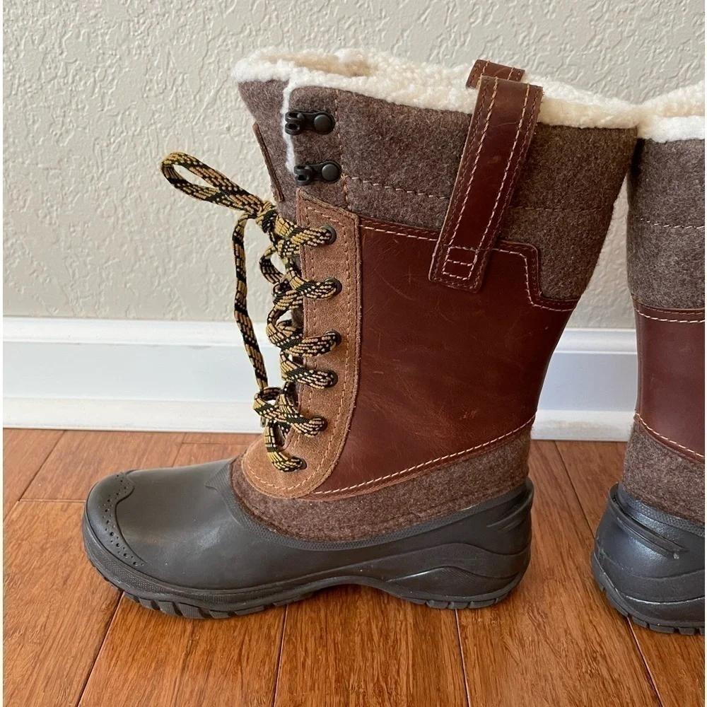 The North Face Brown & Gray Insulated Winter Rain Boots size 7